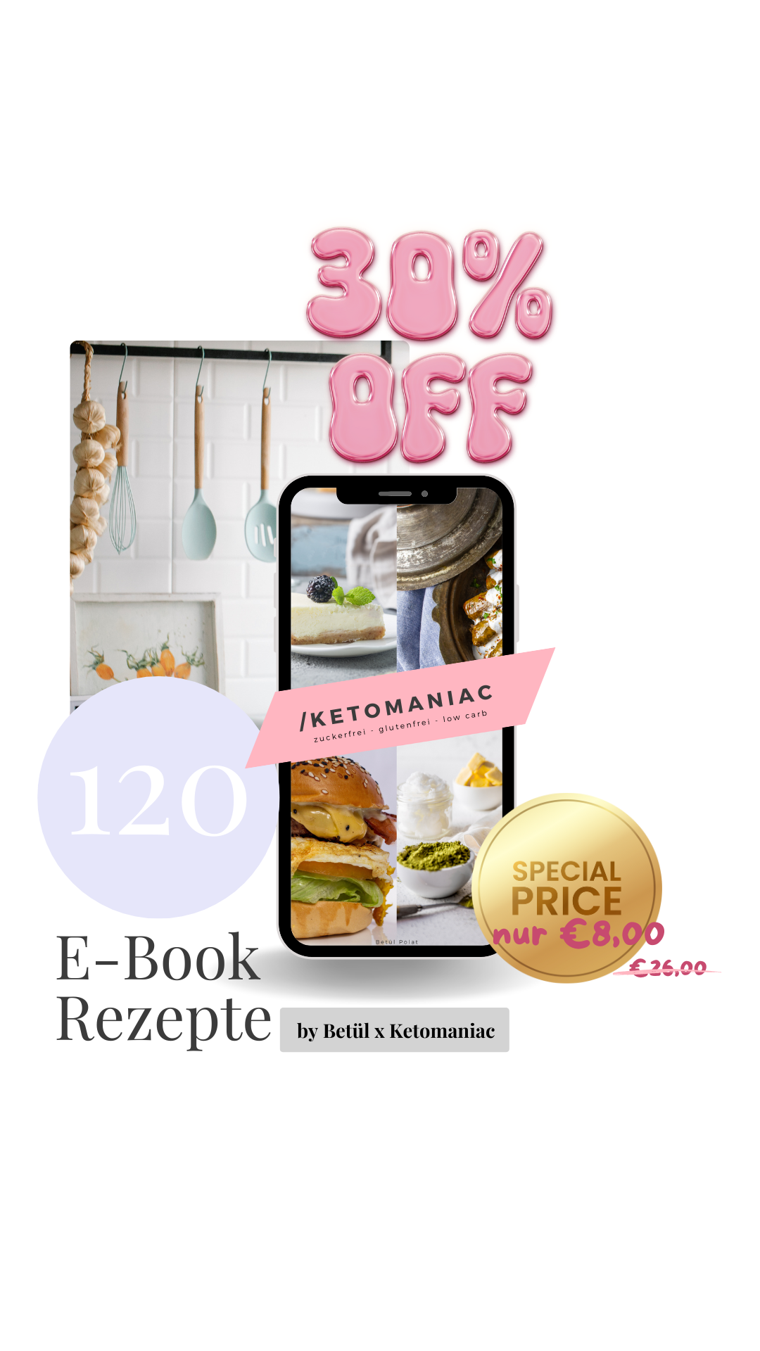 Ketomaniac Ketogenes Rezeptbuch - 120 Rezepte für deine zuckerfreie, glutenfreie, LowCarb Diät Abnehmen Ketogene Ernährung