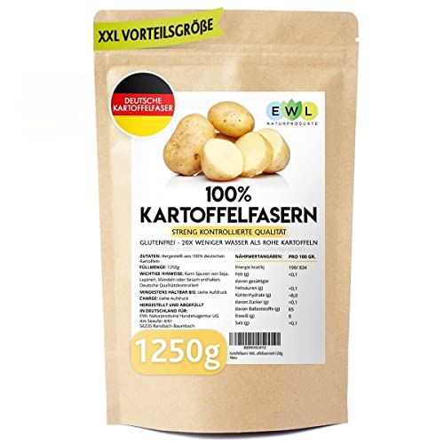 Kartoffelfasern 1250g XXL Vorteilspack Kartoffelfaser aus deutschen Kartoffeln I kontrolliert und abgefüllt in Deutschland I Kartoffelmehl Kartoffelfasermehl 1,25kg