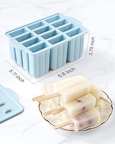 Eisformen Silikon,MEETRUE 13 Eis am Stiel Formen Silikon Eisformen Wiederverwendbar Popsicle Formen Leicht zu lösende BPA-freie Eis-Pop-Hersteller für Kinder und Erwachsene Eisformen DIY Popsicle,Blau