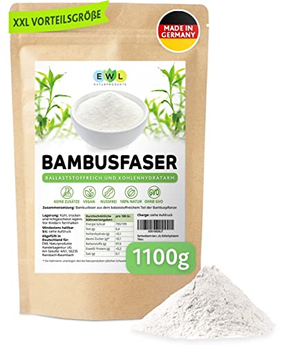 Bambusfasern 1100g XXL Vorteilspack │Herstellung und Produktion in Deutschland│Kontrollierte Qualität│ Bambusfaser Mehl │Fein und schonend Vermahlen 1,1kg