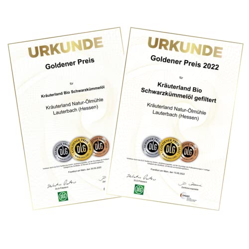 Kräuterland - Bio Schwarzkümmelöl gefiltert 2x250ml- 100% rein, schonend kaltgepresst, ägyptisch, vegan - Frischegarantie: täglich mühlenfrisch direkt vom Hersteller