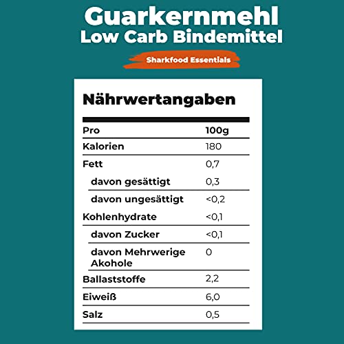 Hochwertiges Guarkernmehl 1 KG - Guar Gum Powder geeignet für Keto & Low Carb - Bindemittel Verdickungsmittel E412 Pulver - Guarkern Mehl 1000 g