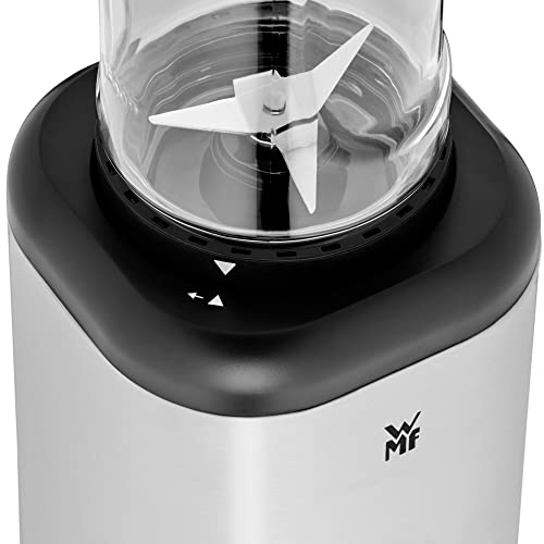 WMF Kult X Mix & Go Mini Smoothie Maker, Standmixer, Blender elektrisch, Shake Mixer 300 Watt, Tritan-Kunststoff Flasche, Silber