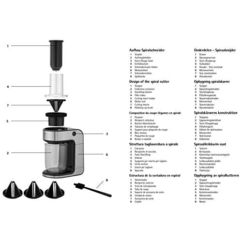 WMF Kult X Gemüsenudeln Spiralschneider elektrisch, Zoodle Maker, Zucchini Nudeln Schneider, 3 Schneideinsätze und Auffangbehälter