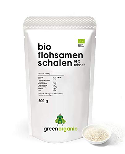 BIO PREMIUM FLOHSAMENSCHALEN 99% - vegan, lower-Carb, glutenfrei, ballaststoffreich, Superfood, nachhaltig und fair angebaut, 500g