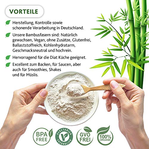 Bambusfasern 1100g XXL Vorteilspack │Herstellung und Produktion in Deutschland│Kontrollierte Qualität│ Bambusfaser Mehl │Fein und schonend Vermahlen 1,1kg