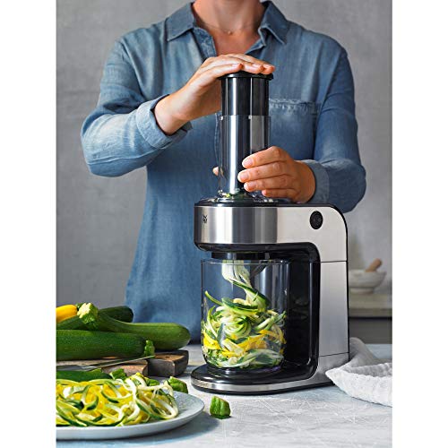 WMF Kult X Gemüsenudeln Spiralschneider elektrisch, Zoodle Maker, Zucchini Nudeln Schneider, 3 Schneideinsätze und Auffangbehälter