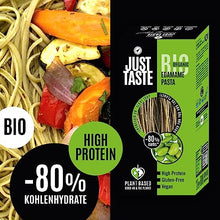 Lade das Bild in den Galerie-Viewer, JUST TASTE – BIO Edamame Spaghetti/Capellini - 37g PROTEIN - Edamame Nudeln ideal für Sportler - Low Carb - 250g (6er Pack)
