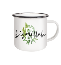 Load image into Gallery viewer, Emaille Tasse - Bismillah Floral Druck Becher
