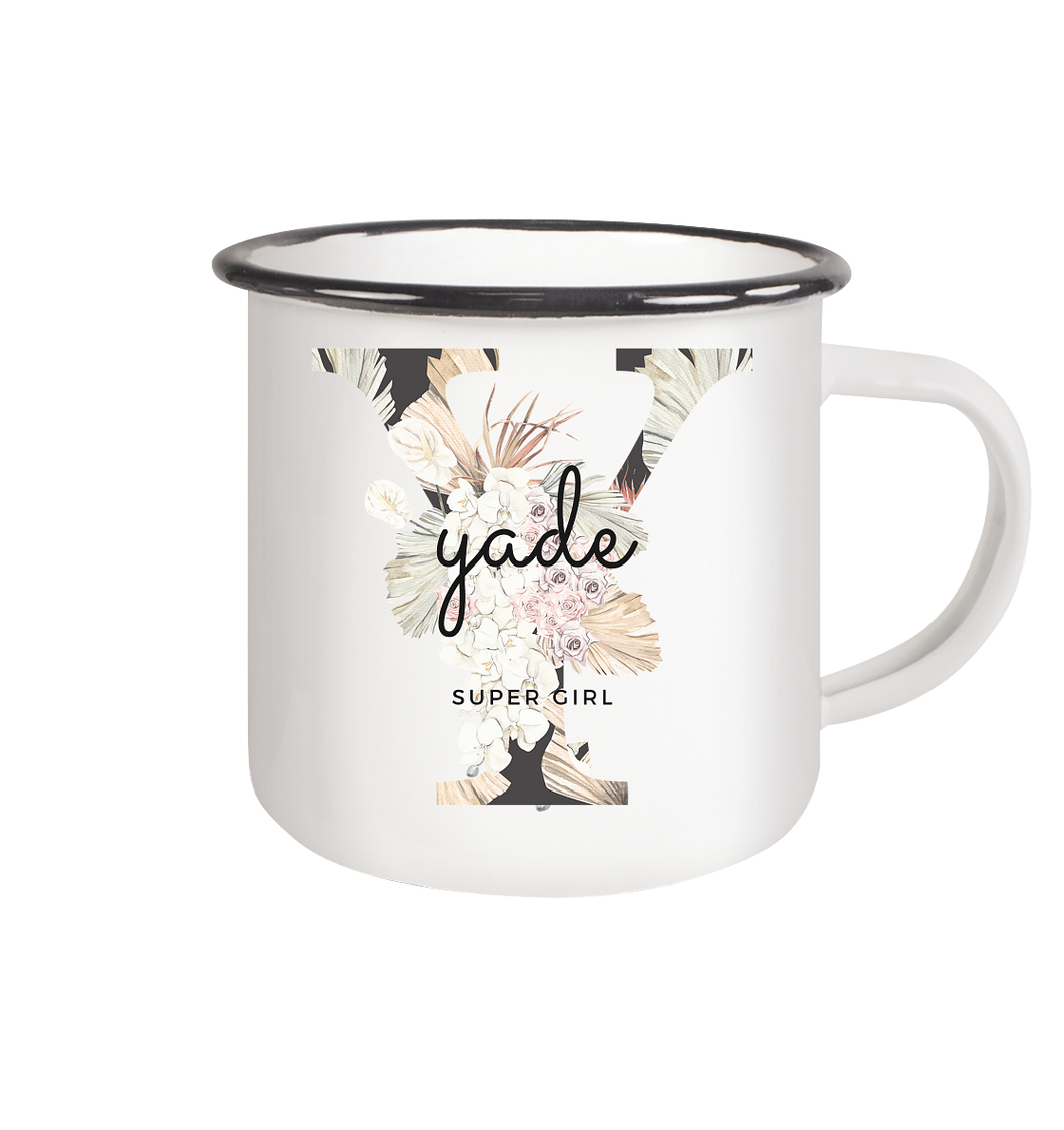 Super Girl Becher - personalisiert  Monogramm - Emaille Tasse Kids