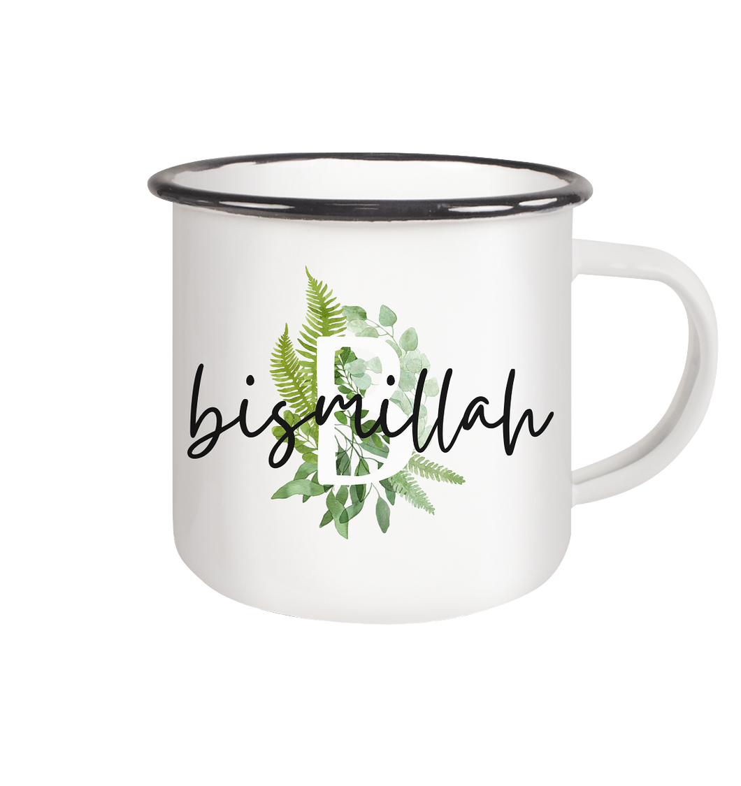 Emaille Tasse - Bismillah Floral Druck Becher