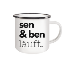 Load image into Gallery viewer, Sen Ben Läuft Kaffee Becher - personalisierte Pärchen Tasse - Emaille Tasse
